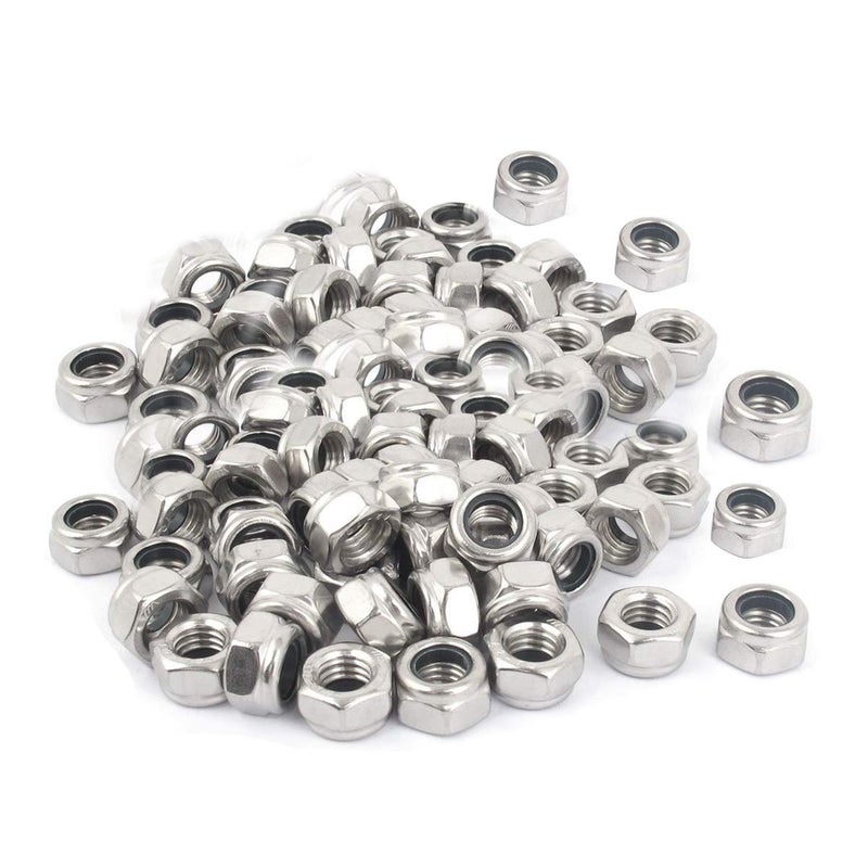 ZLYY M8 x 1.25mm Nylon Insert Hex Lock Nuts, Stainless Steel Lock Nut Assortment Kit for Hardware Accessories Stainless Steel Finish Hex 100PCS - Image 1
